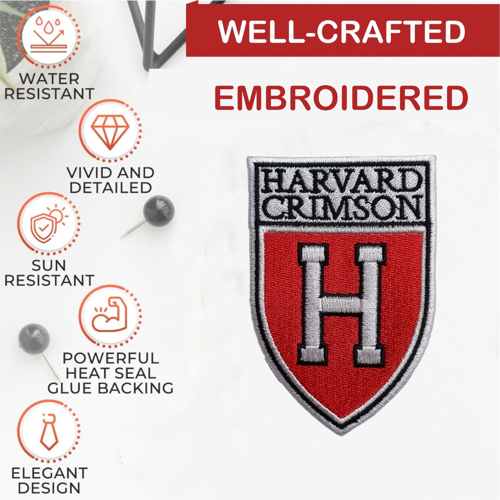 Harvard Crimson NCAA Team Logo Iron On Patch - Sew Patch - Embroidered Patch