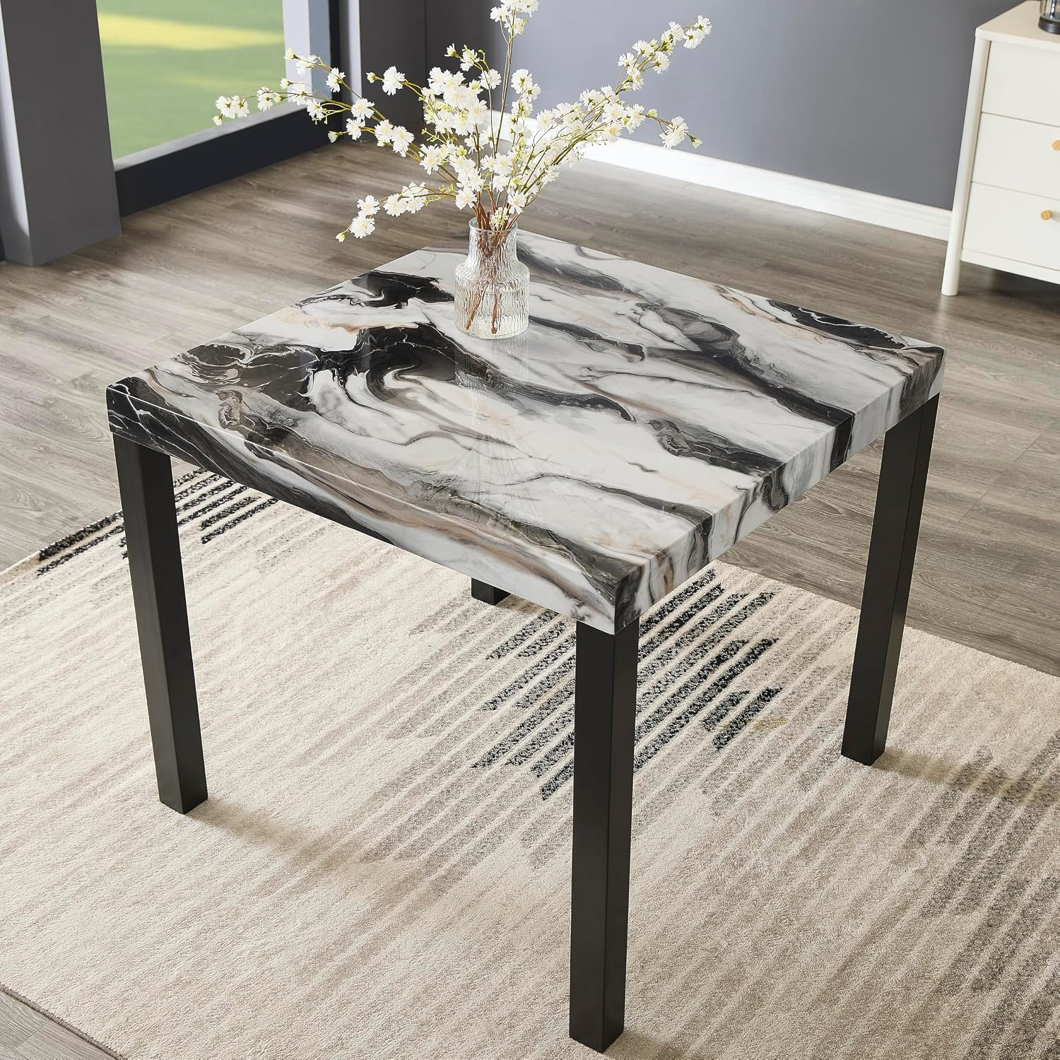 Cavira Modern Faux Marble Counter Height Dining Table with 4 Stools