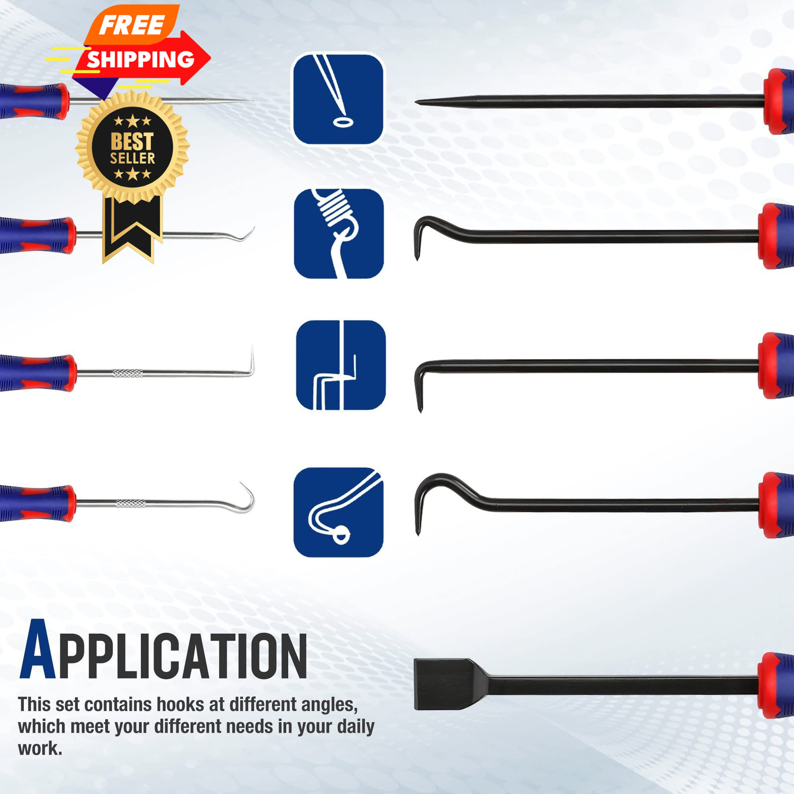 WORKPRO 9Pcs Precision Pick & Hook Set with Scraper, Small, Multicolor