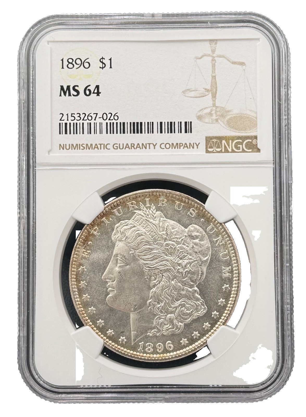 1896 P Morgan Silver Dollar $1 NGC MS 64, High Grade Near Proof Like Coin