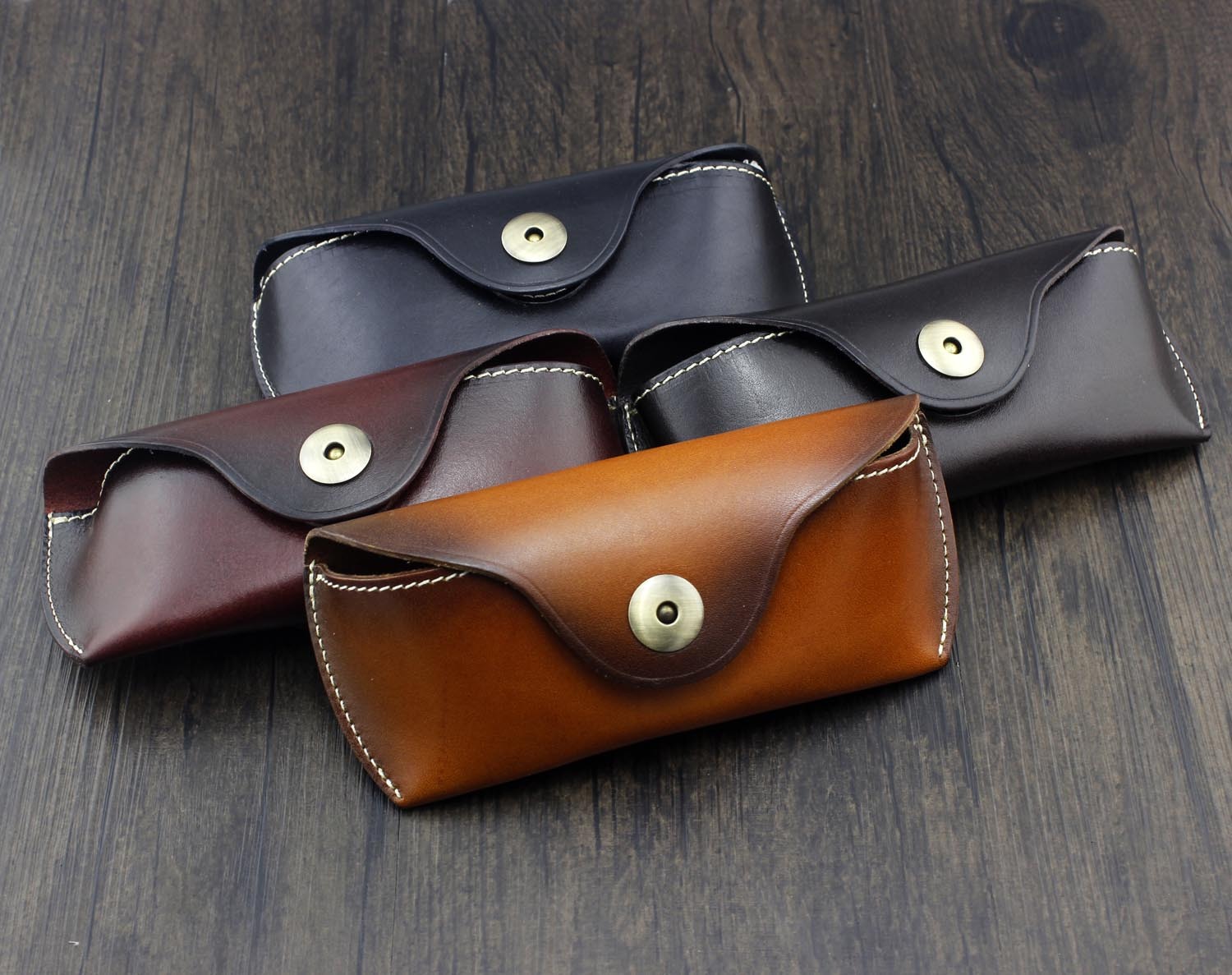 Real Cow Leather Handmade Glasses Pouch Vintage Sunglasses Belt Loop Case