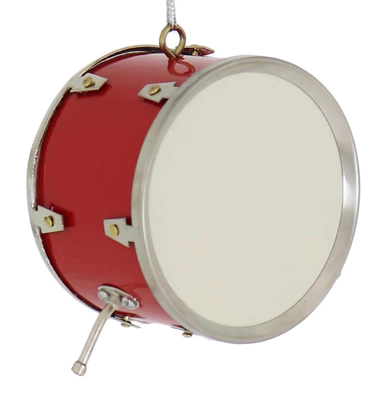 Broadway Gifts 2.8 Inch Red Wood and Brass Bass Drum Ornament Decoration