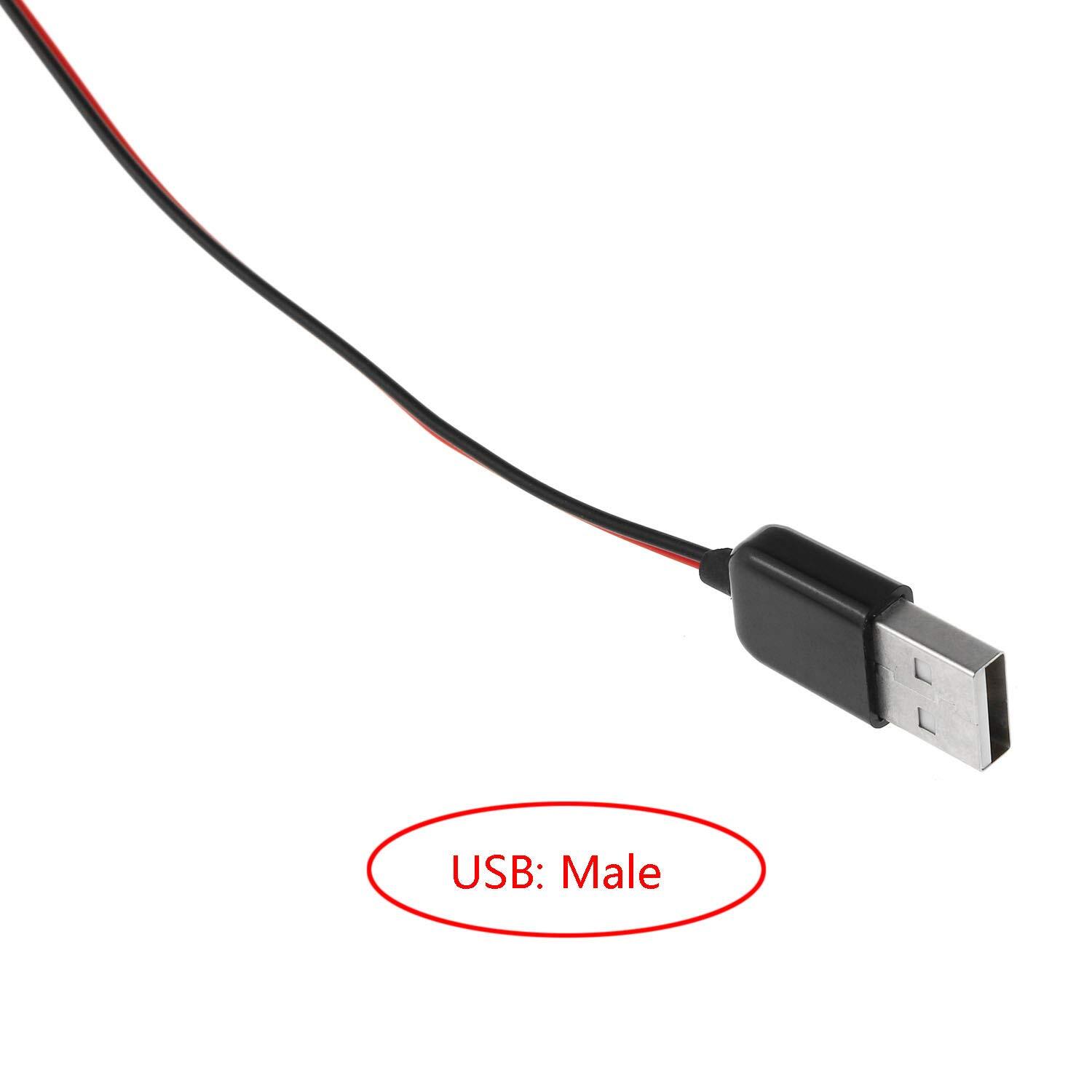 Crocodile Clamps 50cm Test Wire Alligator Clips to USB Male Connector Lead