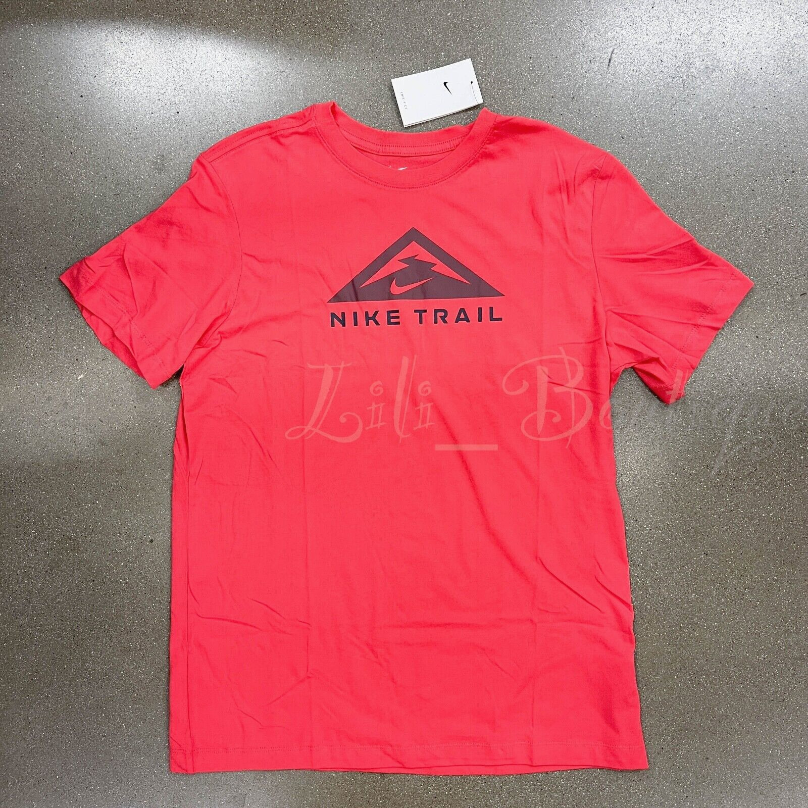 Nike Trail Men Dri-Fit Running Training Top T-Shirt DX2183-604 Light Red Size M