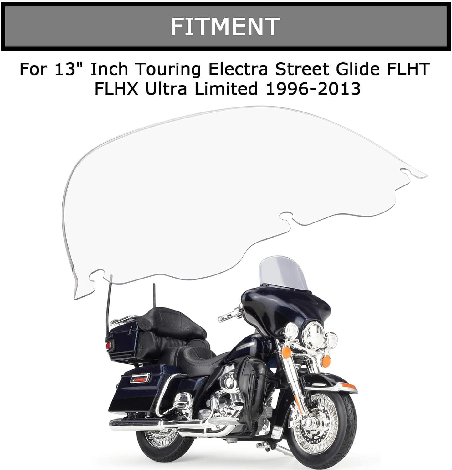 13" Windshield Wave Windscreen Wind Splitter for Touring Glide 1997-2013 Clear