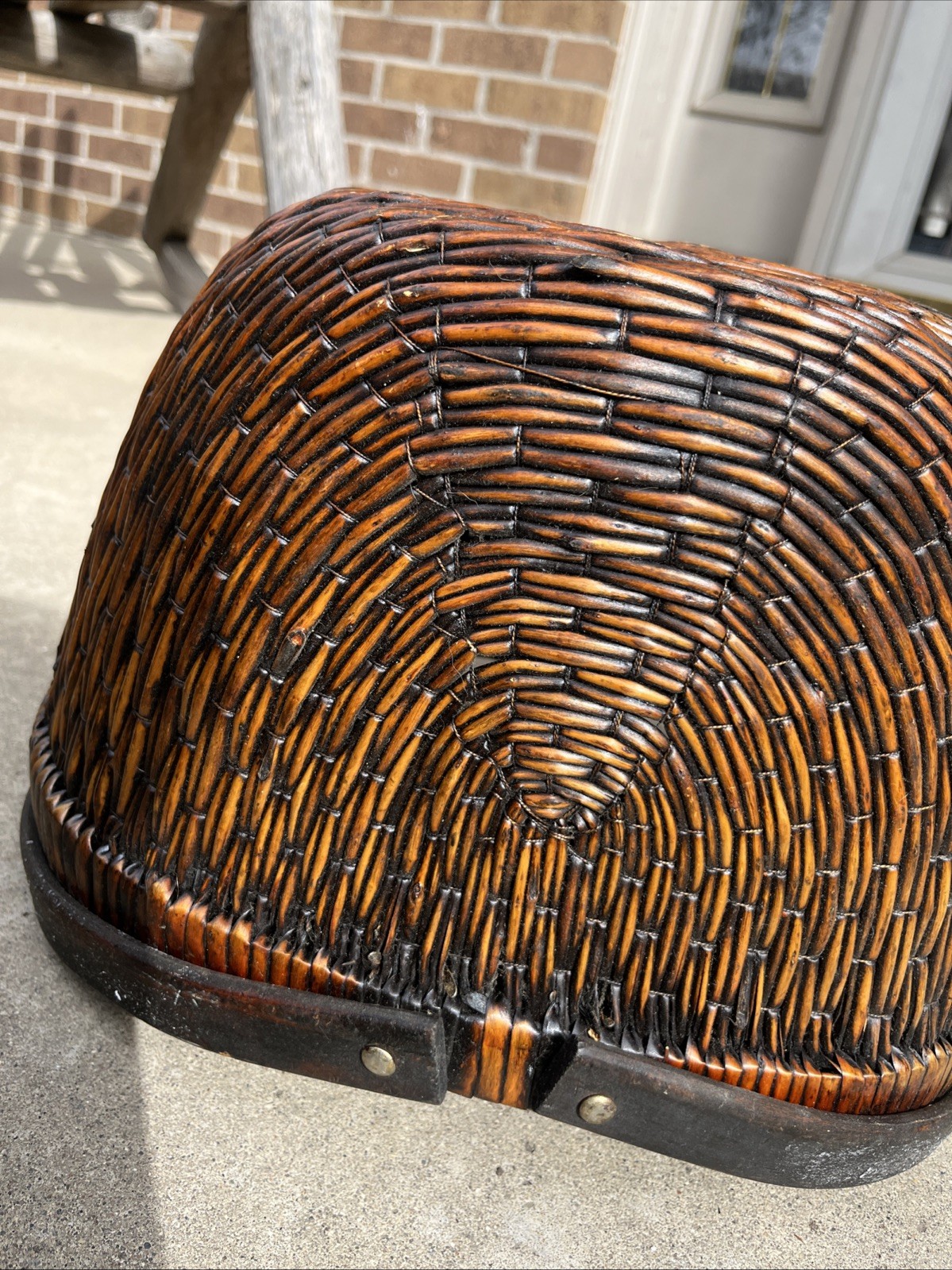 Antique Harvest Gathering Basket w/ Handle Buttocks Melon