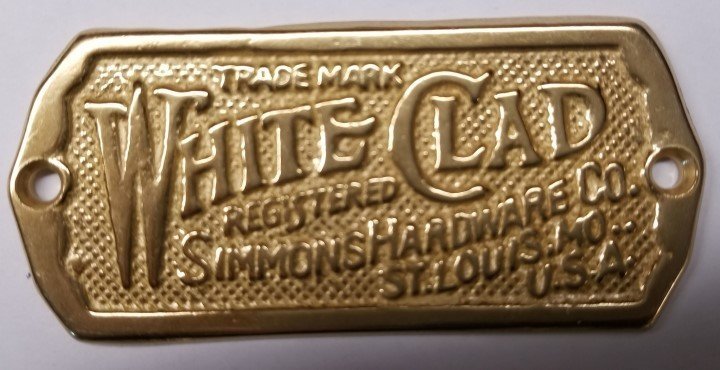 Lacquered Brass - Cast White Clad Ice Box Name Plate nameplate refrigerator S...