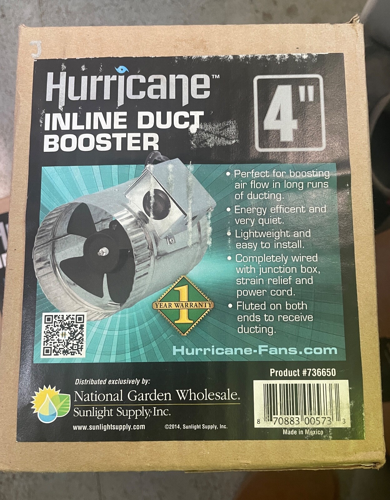 Hurricane Inline Duct Booster 4" *NEW*