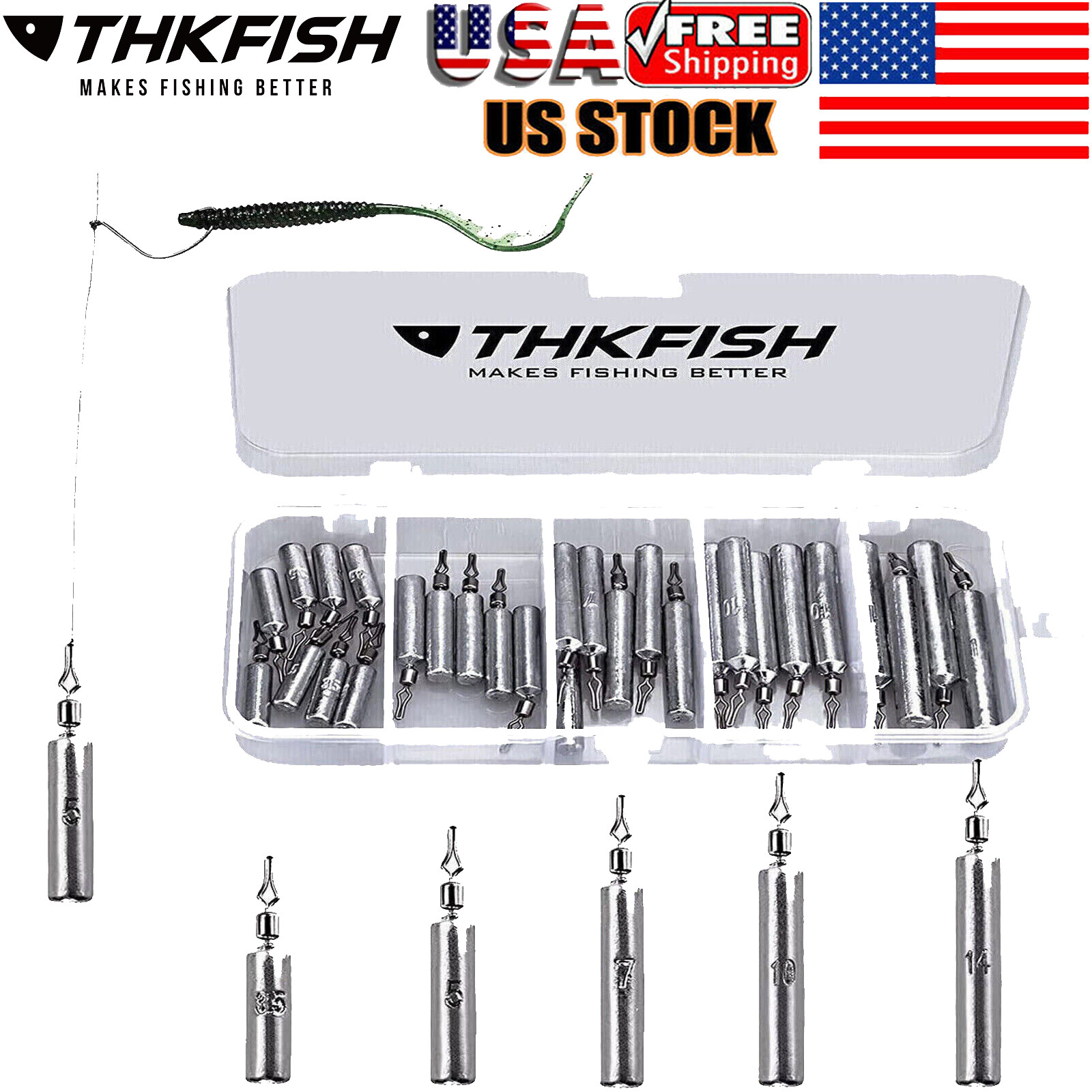 28pcs Fishing Weights Fishing Sinker Drop Shot Weights Fishing Weights Kit US