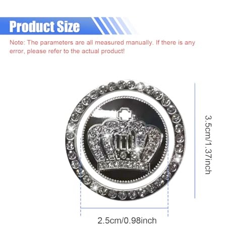Craedli Bling Crown Car Engine Start Ring Sticker, Sparkly Rhinestone Key White