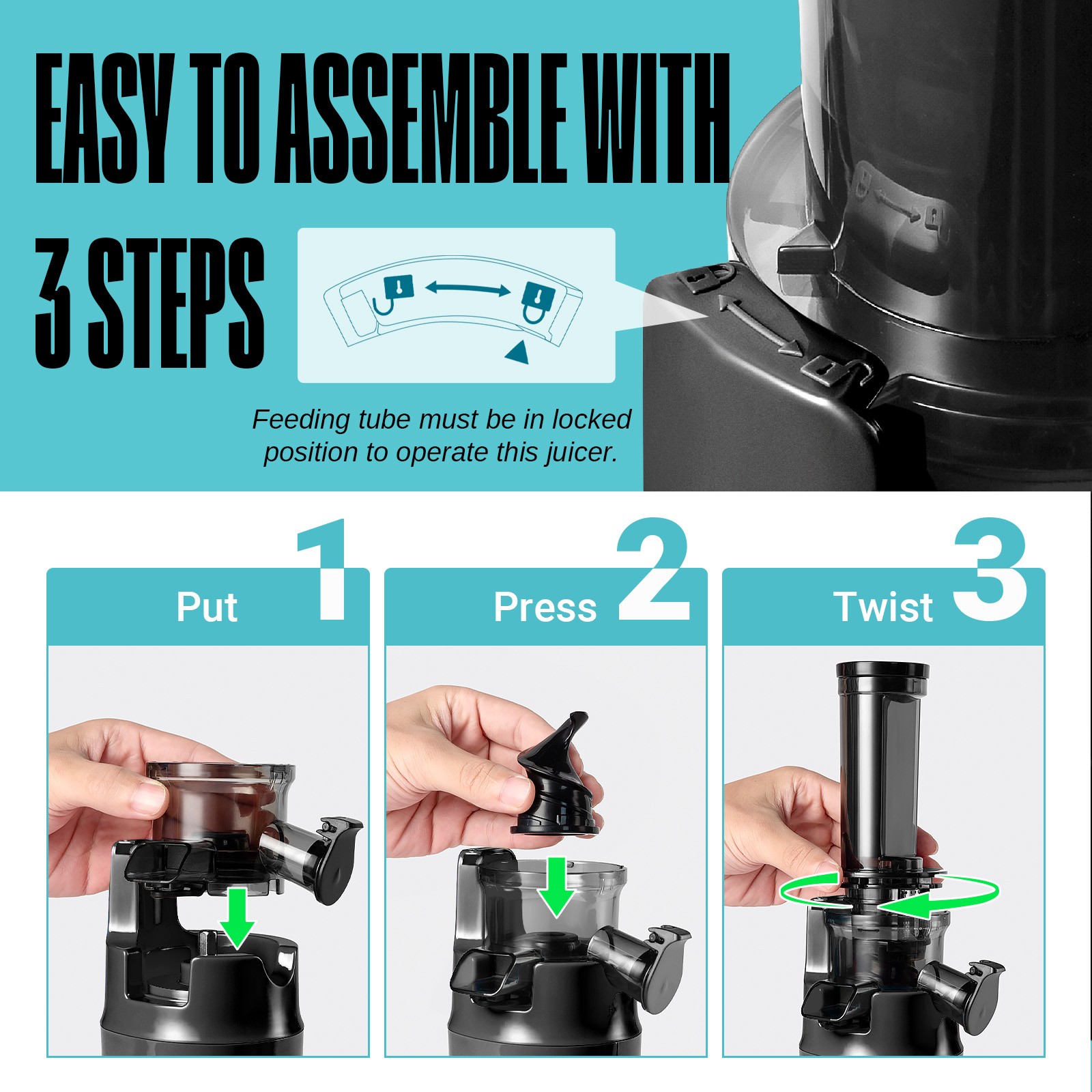 Ventray Essential Ginnie Juicer Compact Small Cold Press Juicer Slow Juicer