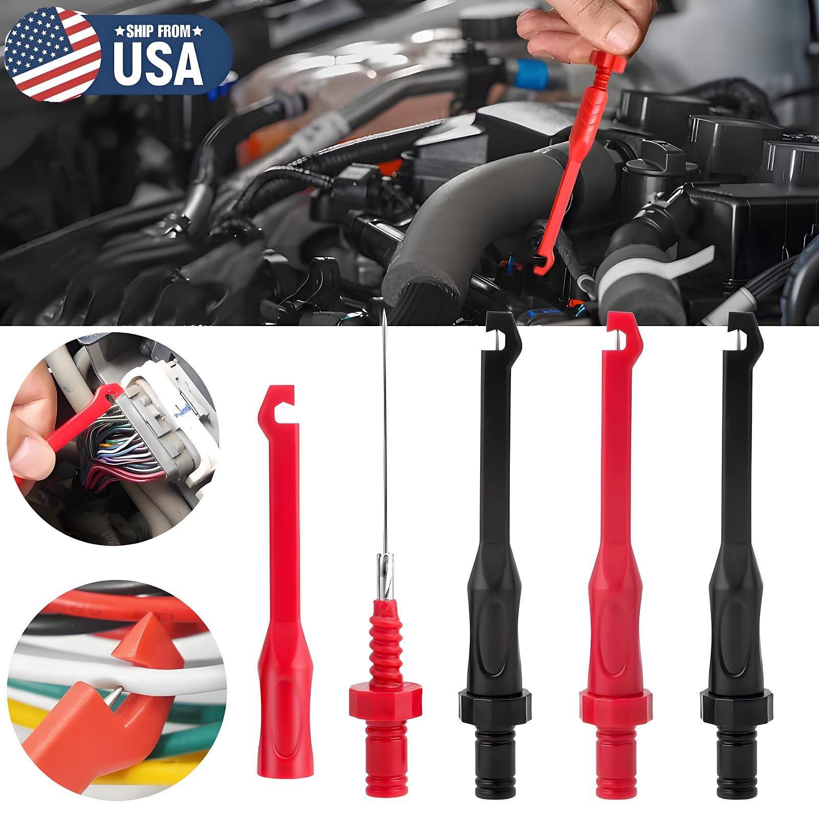 4× Electronic Wire Piercing Probe Clip Tester Tool for Automotive Diagnostic USA