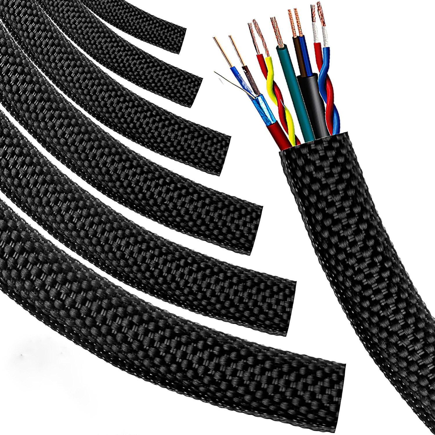 Braided Split Sleeving Wire Loom Tubing Cable insulated Sleeve Cord Protector