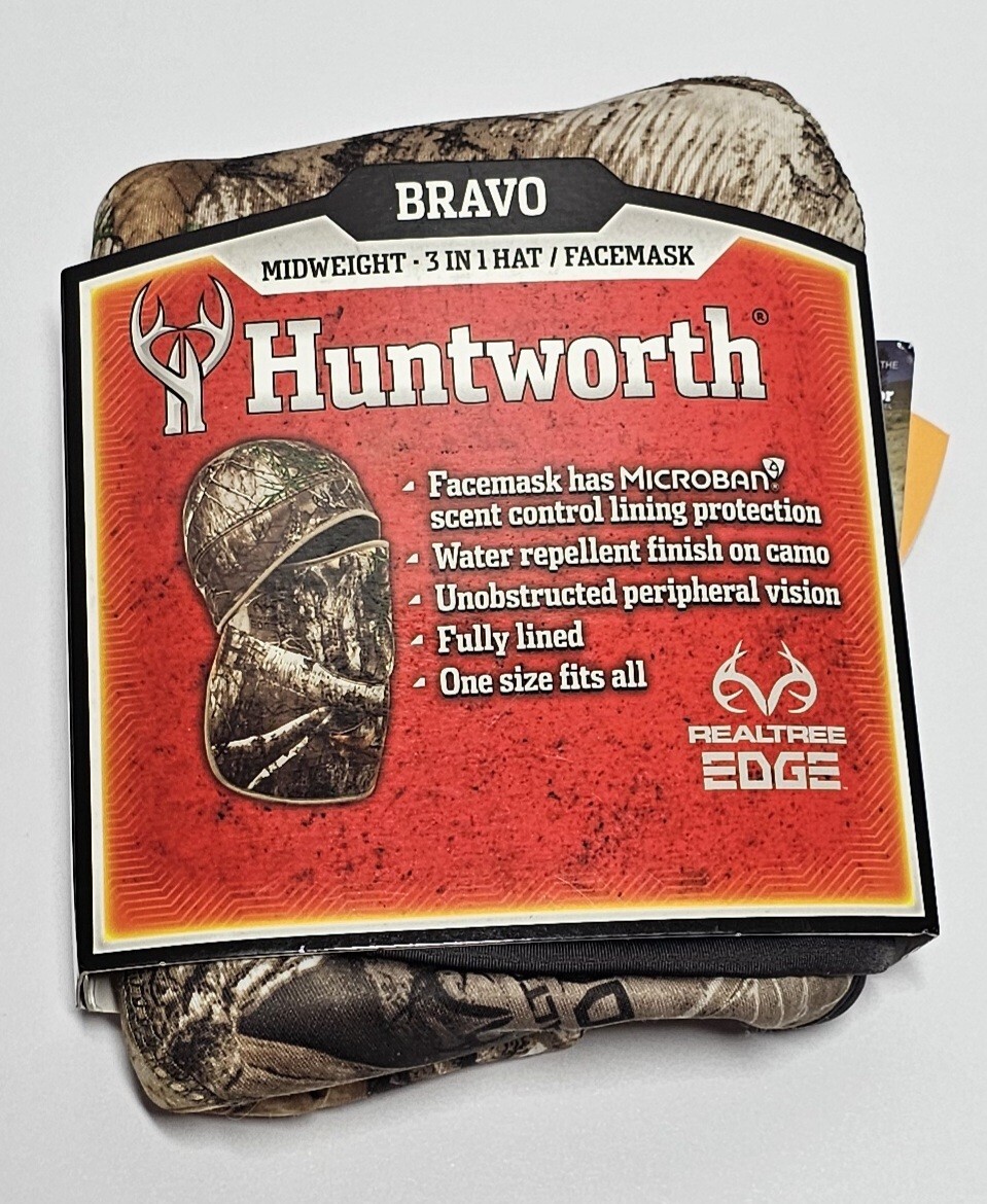 Huntworth Realtree Edge Bravo Face Cover Water Repellent Hat One Size NWT