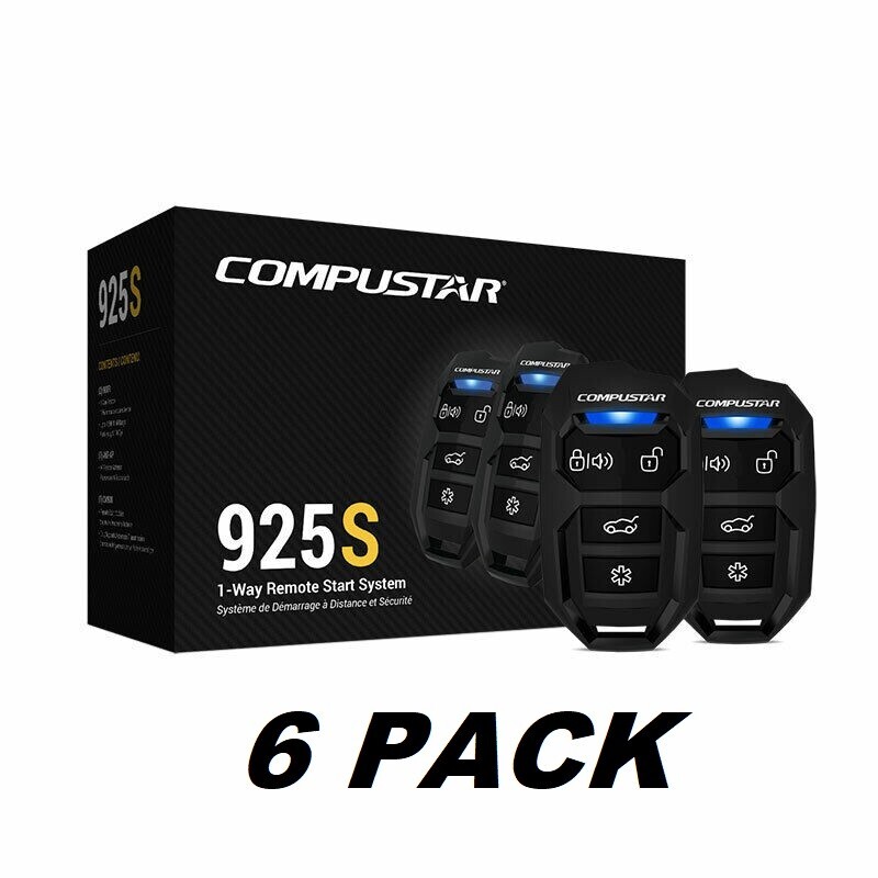 6 PACK Compustar CS925S 1-Way Remote Start System W/Keyless 2-4 Button Remotes