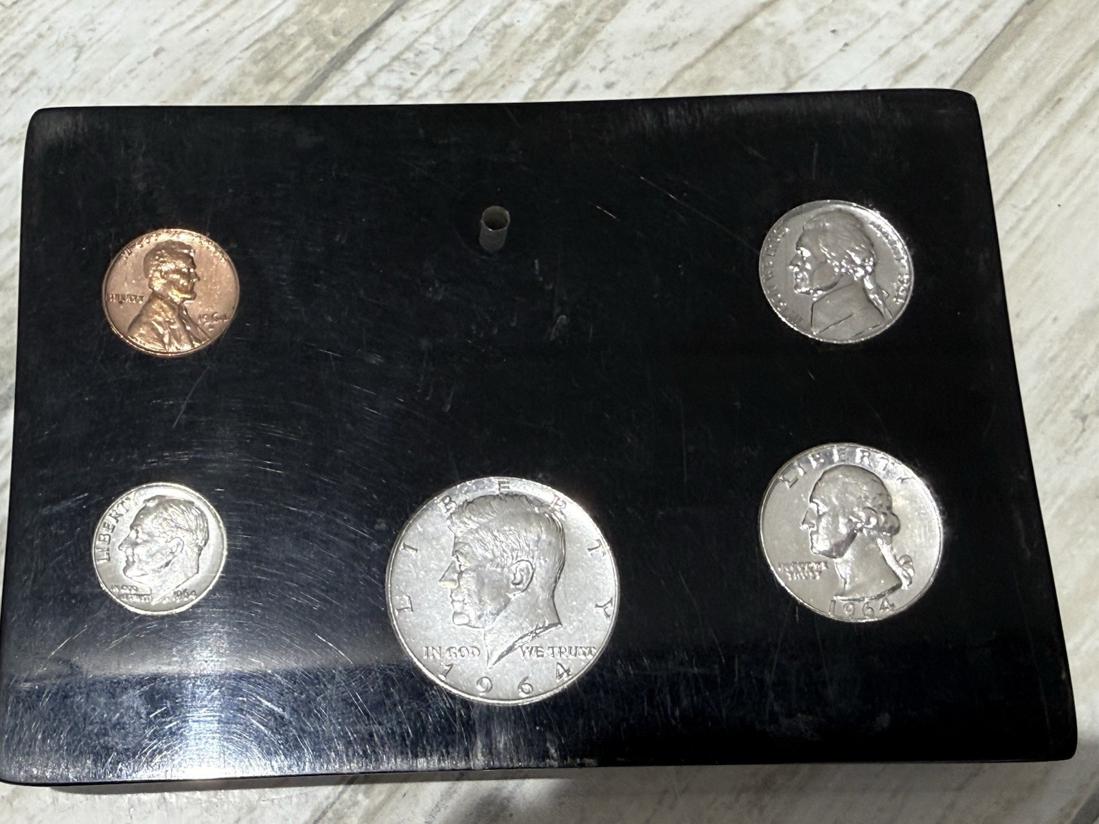 1964 US Coin Set 90% Silver Plastic Case 5 Coins