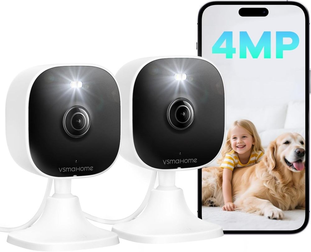 4MP Outdoor Indoor Security Cameras for Home 2.4g/5g Cameras Wired, 2PCS
