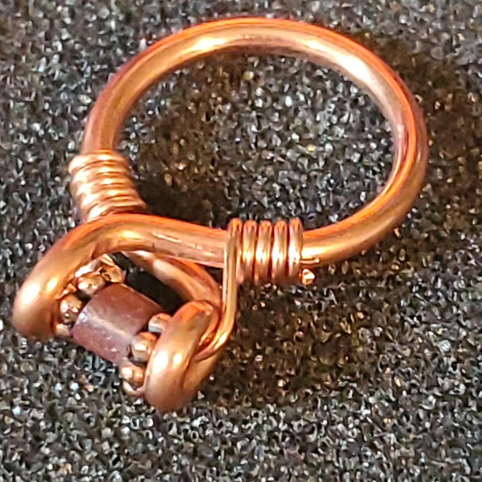 Ancient Sumerian Jasper ring sz 4 copper paleo reincarnation relic STRESS RELIEF