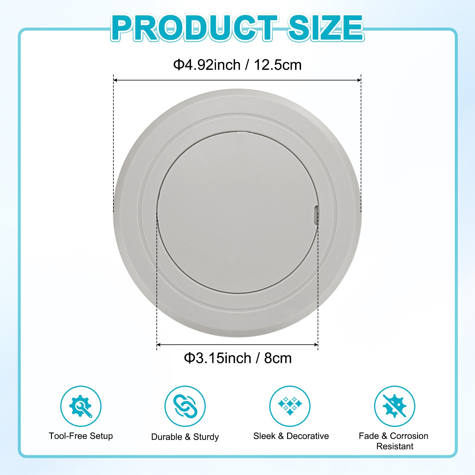 1-Pack Access Panel for Drywall, 3x3 Inch Round Plastic Removable [Gray]