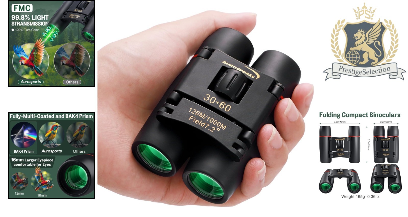 30X60 High Power Compact Binoculars - Lightweight & Waterproof for Travel