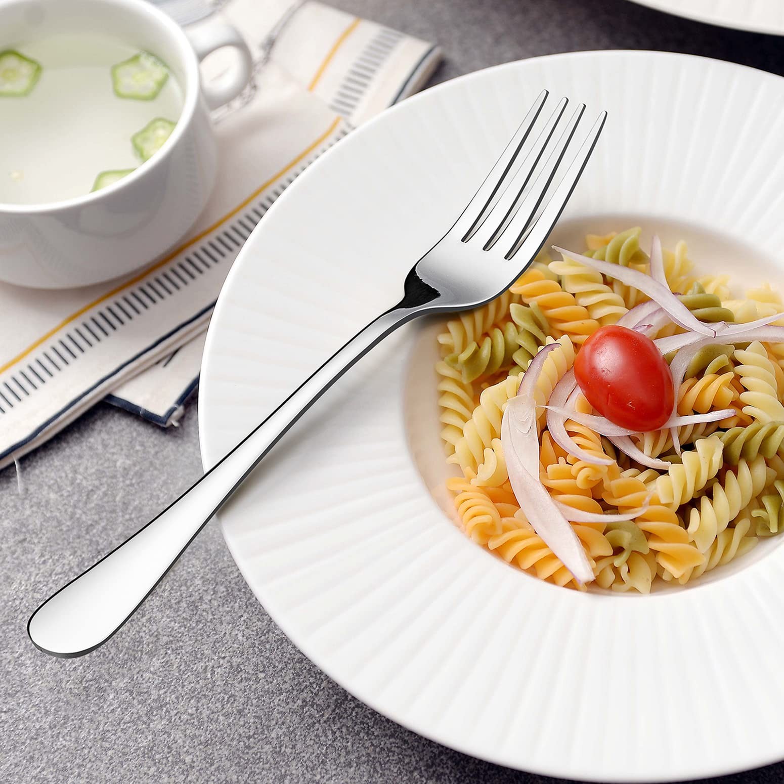 24-Piece Forks and Spoons Silverware Set, 12 Teaspoon and 12 Dinner Fork, Sta...
