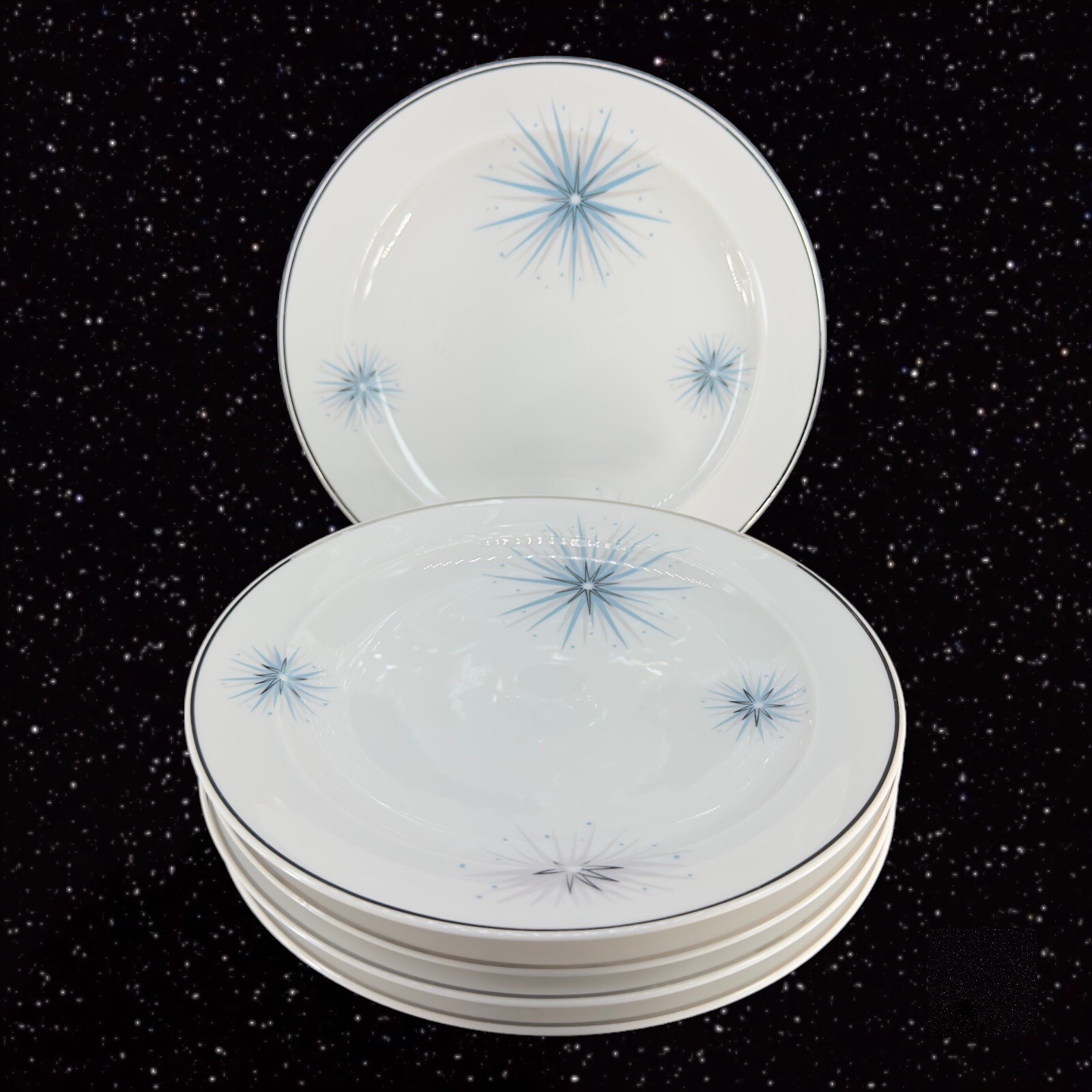 Vintage Easterling Plate Dish Set 5 Star Porcelain Ceramic Mid Century 8.25"W
