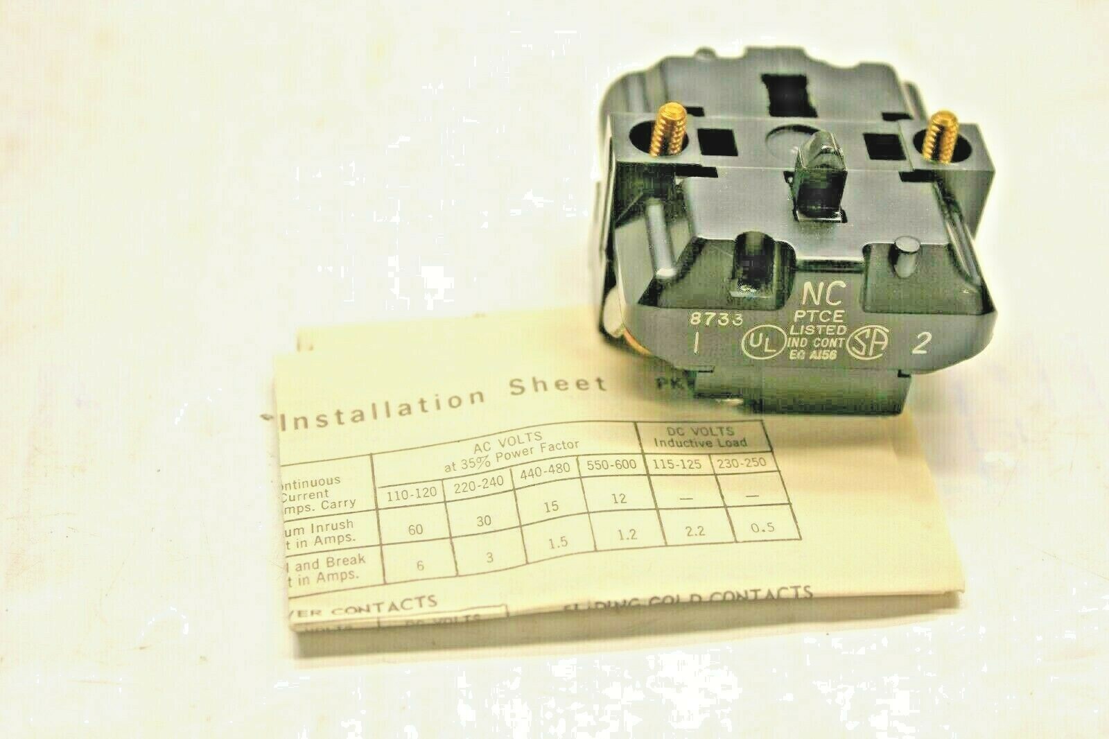 HONEYWELL/MICRO SWITCH PK-40188 CONTACT BLOCK