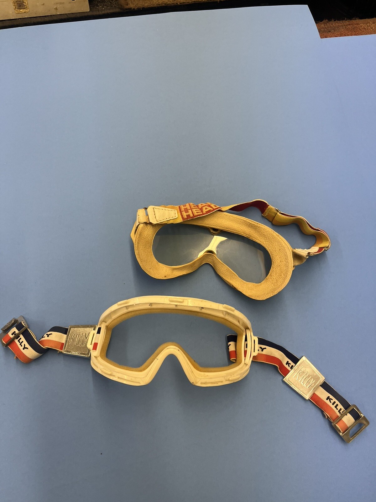 Vintage Original Jean Claude Killy Competition Ski Goggles Amber Lens-display
