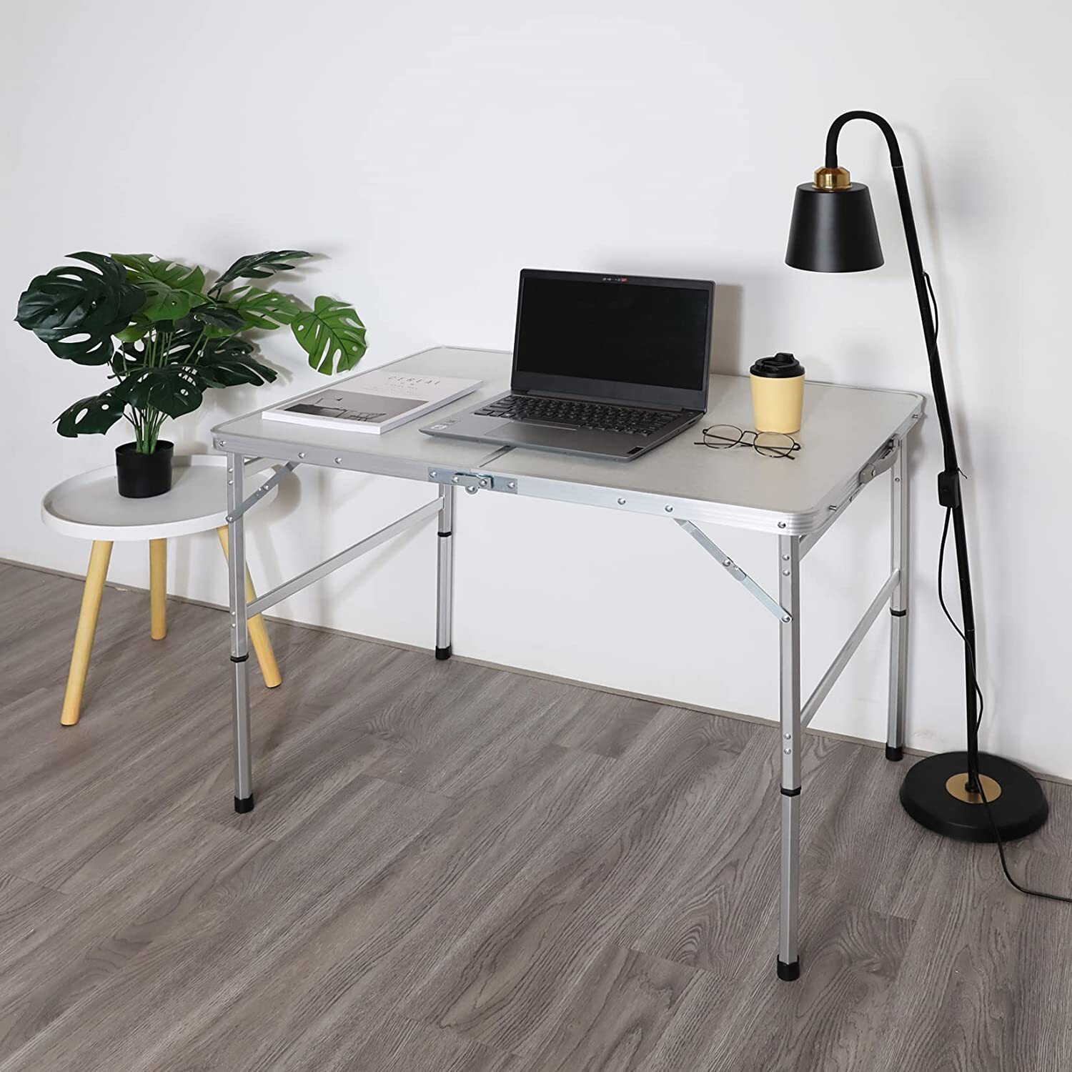 VILLEY Folding Camping Table Portable Outdoor Dining Table with Adjustable Legs