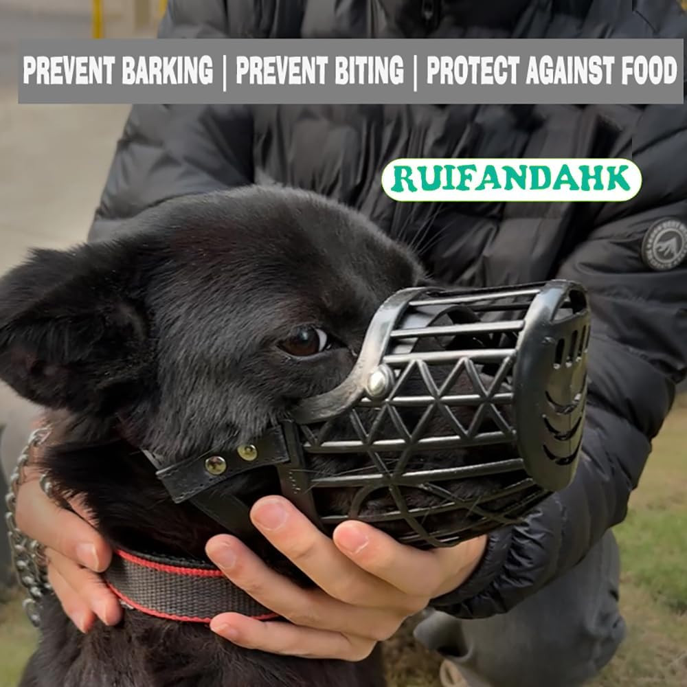 Dog Muzzle for Small Medium Sized Dogs - Adjustable Breathable Dog Basket Muzzle
