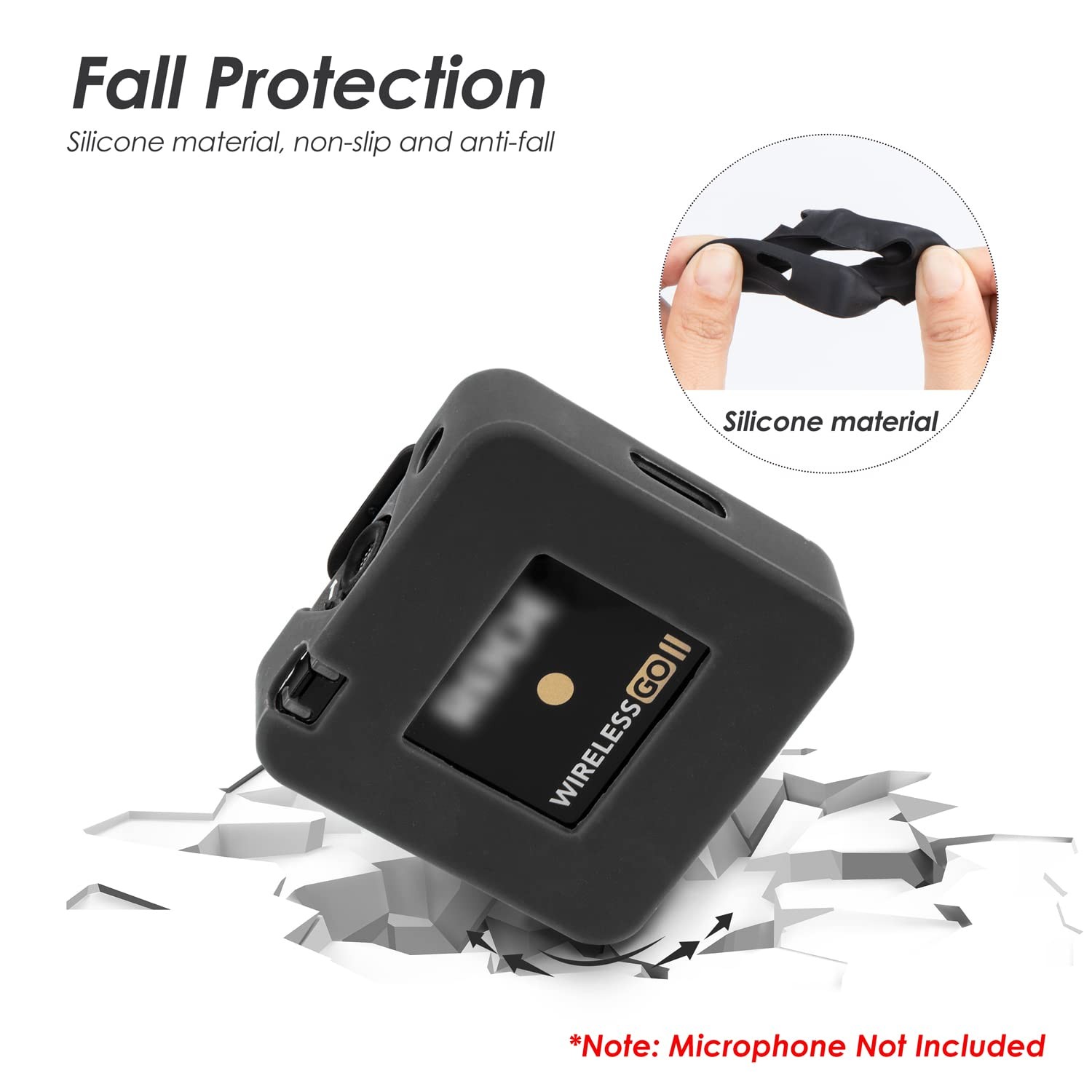 YOUSHARES Silicone Case Compatible with RODE Wireless Go 2 Accessories Black