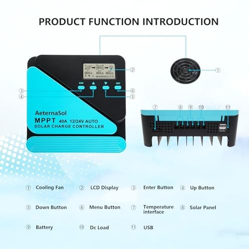 40A Solar Charge Controller - 12/24V MPPT - Blue - 12/24V MPPT