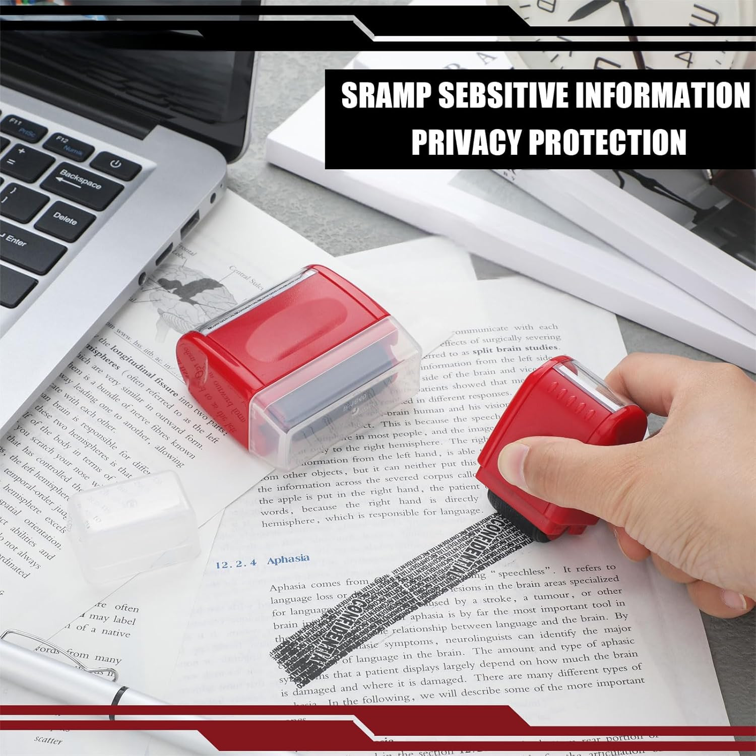2 Pack Identity Protection Roller Stamp Identity Theft, Confidential, Privacy Ro