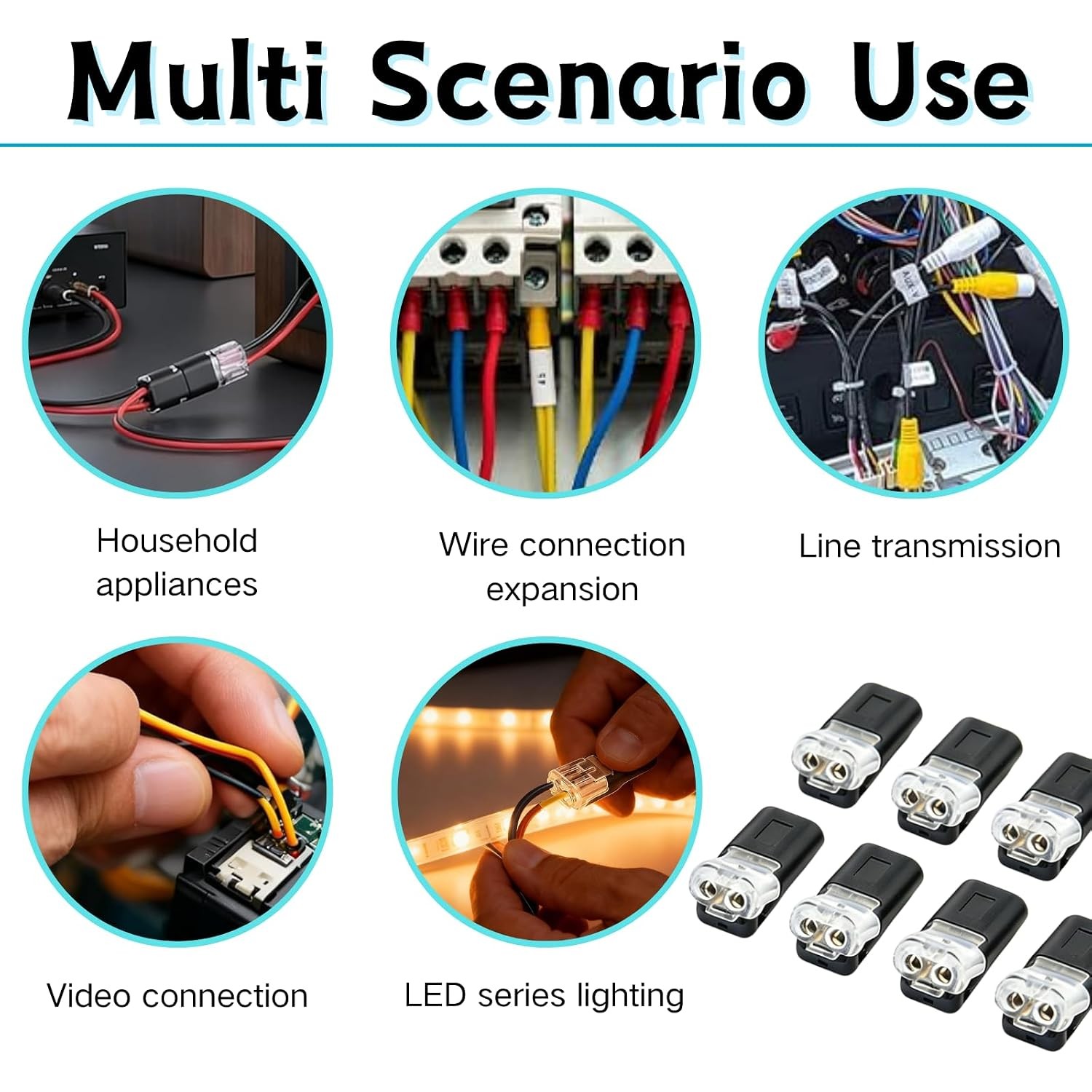50PCS Double Wire Plug In Connector Locking Buckle Quick Clamp Block