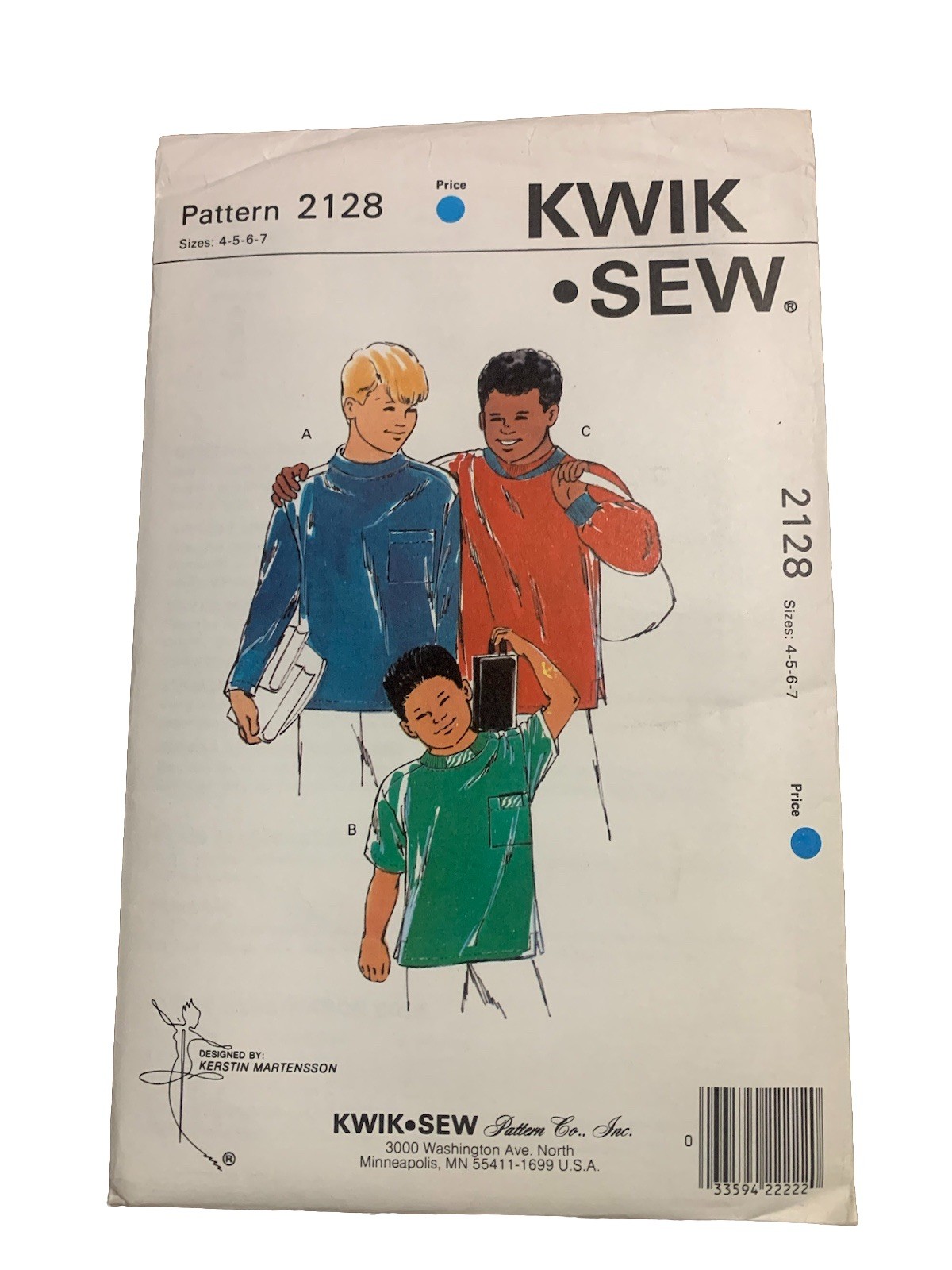 Vtg Kwik Sew Pattern 2128 Boys' Shirts Sz 4 5 6 7 Uncut Sealed