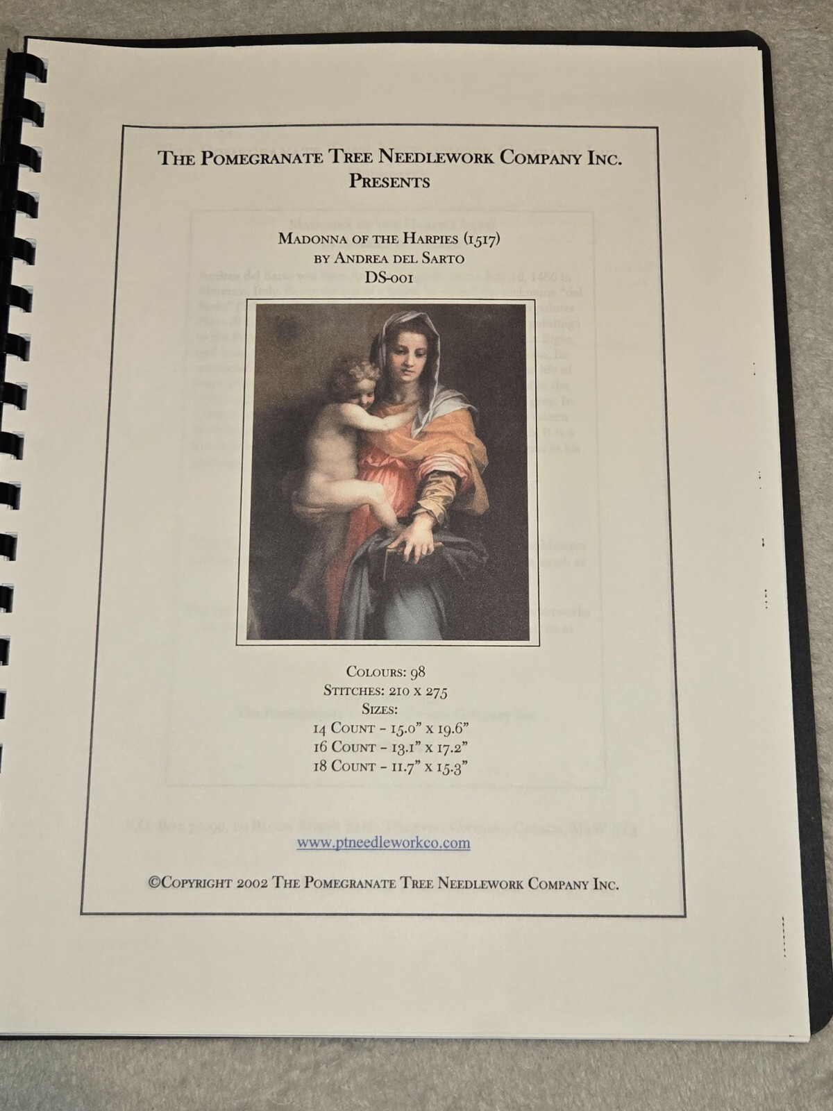 "Madonna of the Harpies (1517)" Cross Stitch Pattern - Artist Andrea Del Sarto