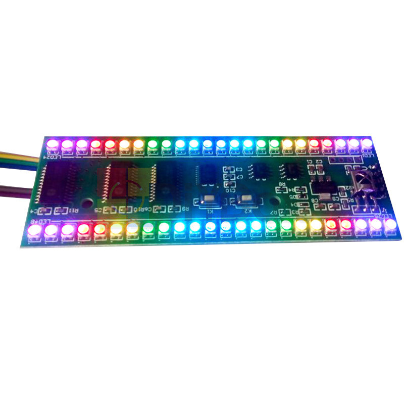 RGB 24 LED MCU Display Pattern Dual Channel Level Indicator Meter For Amplifier
