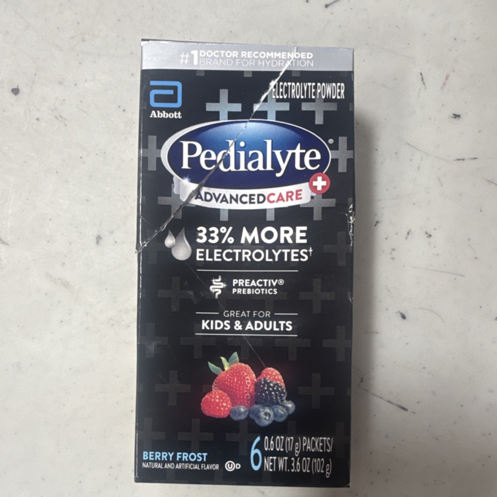 Pedialyte AdvancedCare Electrolyte Powder Prebiotics Berry Frost 6 Packets