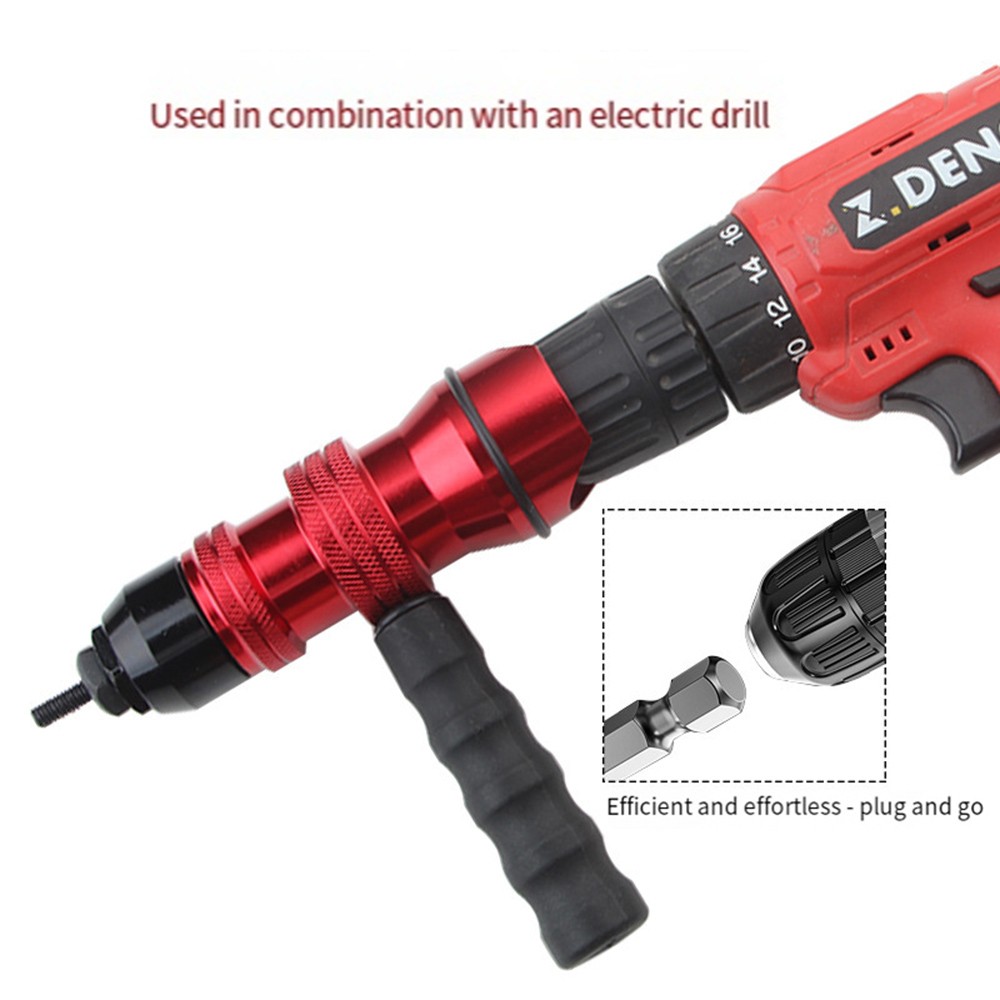 Professional Electric Drill Rivet Rivnut Nut Gun Adapter Insert Tool Kit M3-M10;