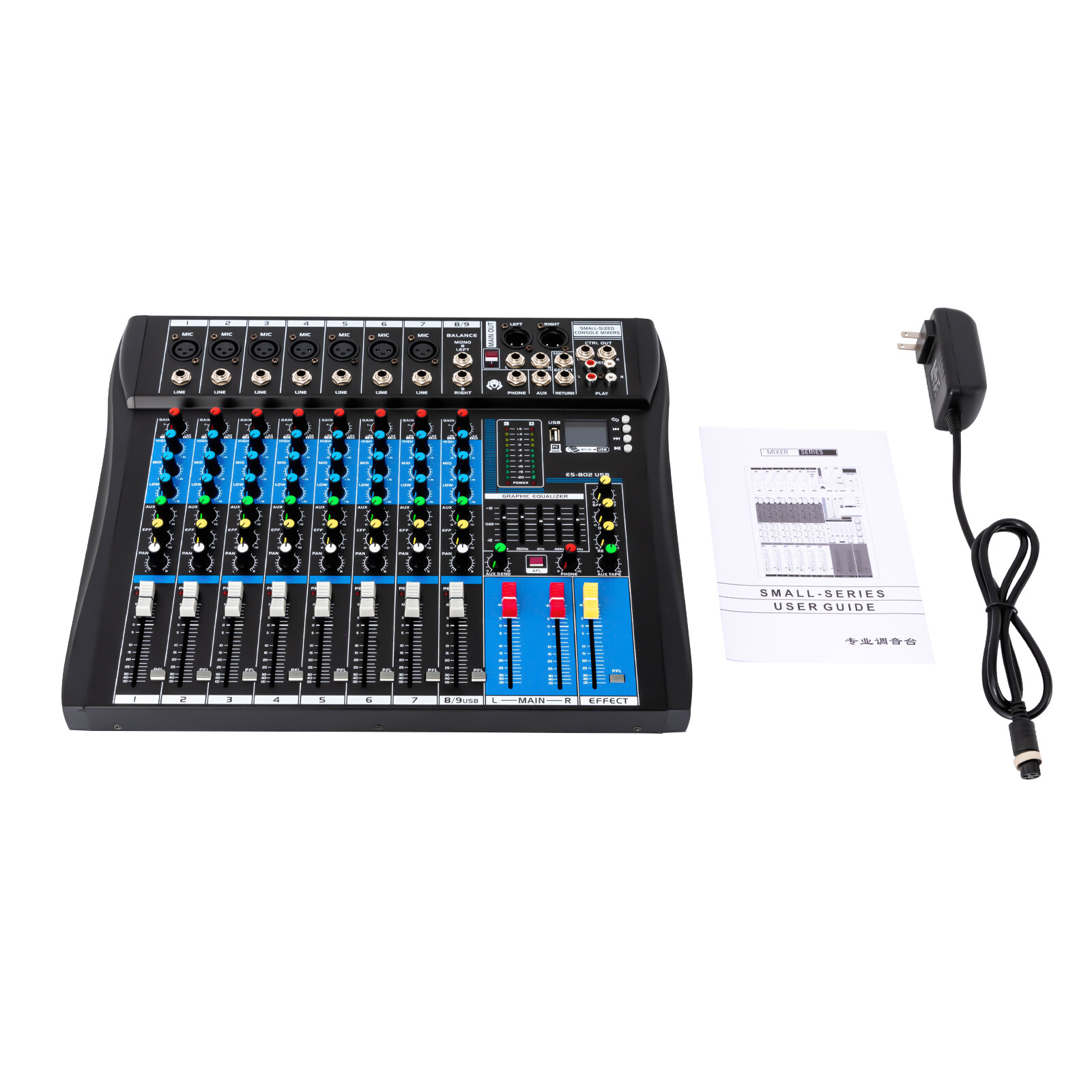 8 Channel Professional Bluetooth Live Studio Audio Mixer USB Mixing Console