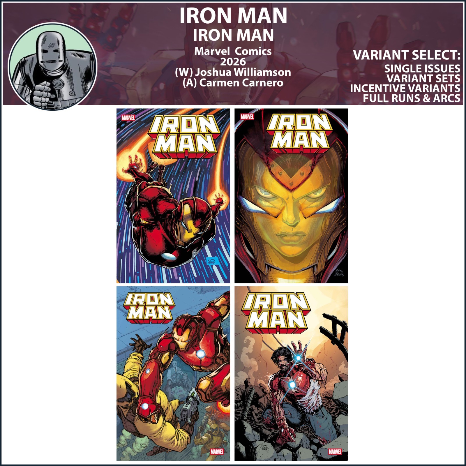 Iron Man (2026) #1 2 3 4 Marvel Comics COVER SELECT