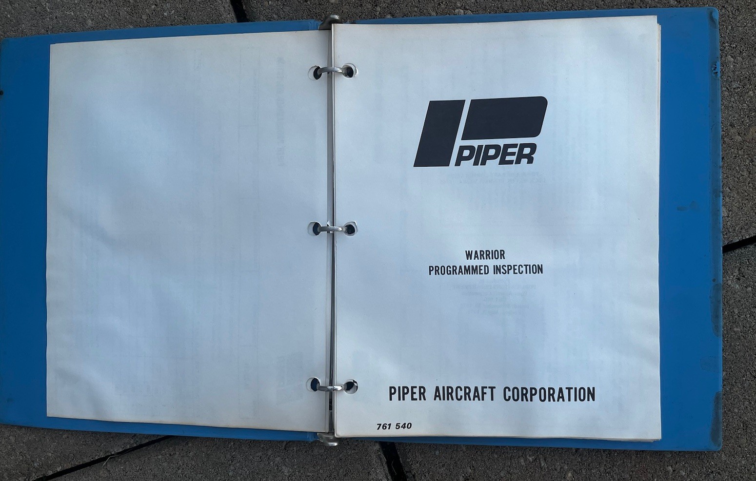 Piper Warrior Programmed Inspection 761-540 Original