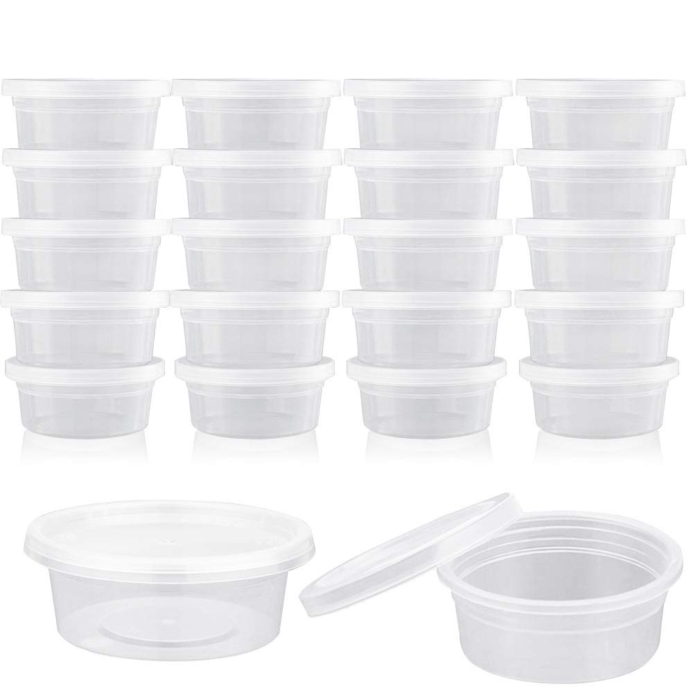 Augshy 40 Pack Small Slime Containers With Lids, Hawaiian Shaved 2oz, Clear