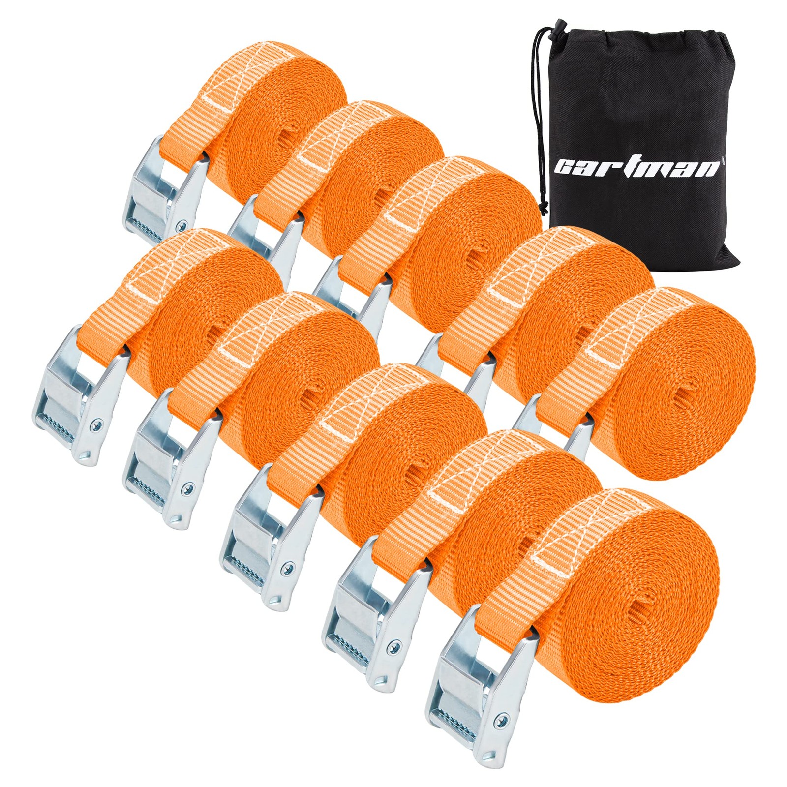 1" x 12' Lashing Straps TieDowns, 600lbs Capacity, 10Pack with Carry Bag