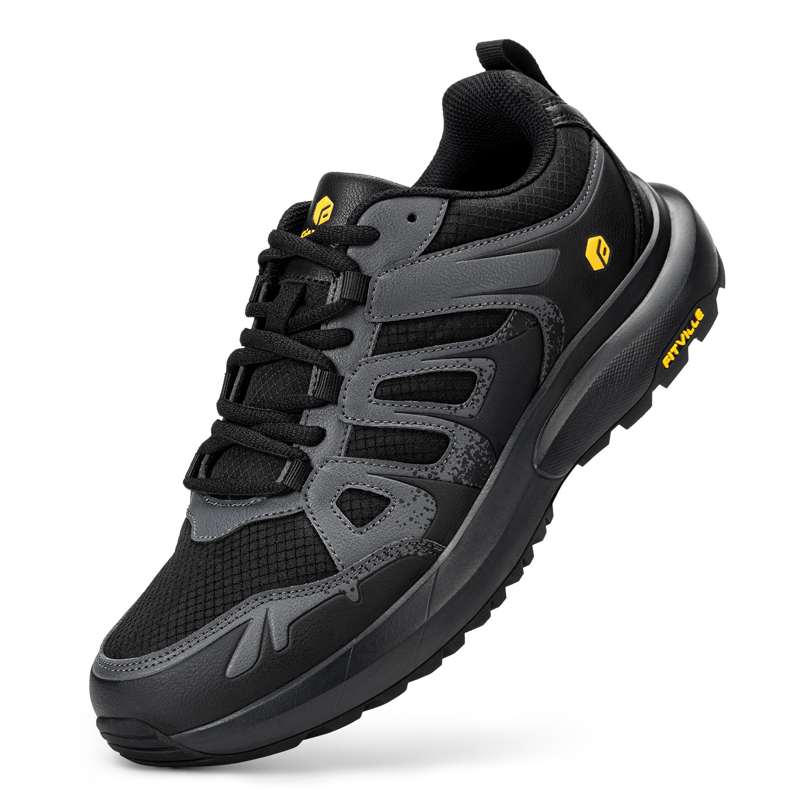 FitVille Mens Sneakers Hiking Shoes Cushioning Water Repellent Running Trails