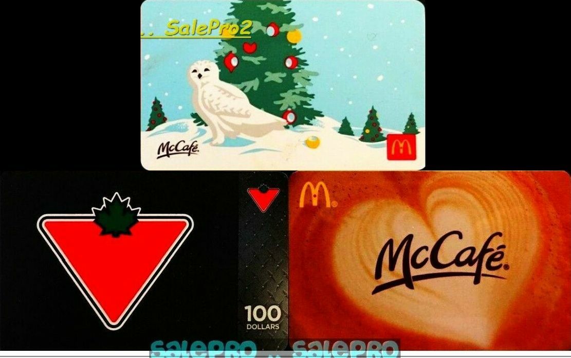 3x McDONALD McCAFE CANADIAN TIRES CHRISTMAS RARE COLLECTIBLE GIFT CARD LOT