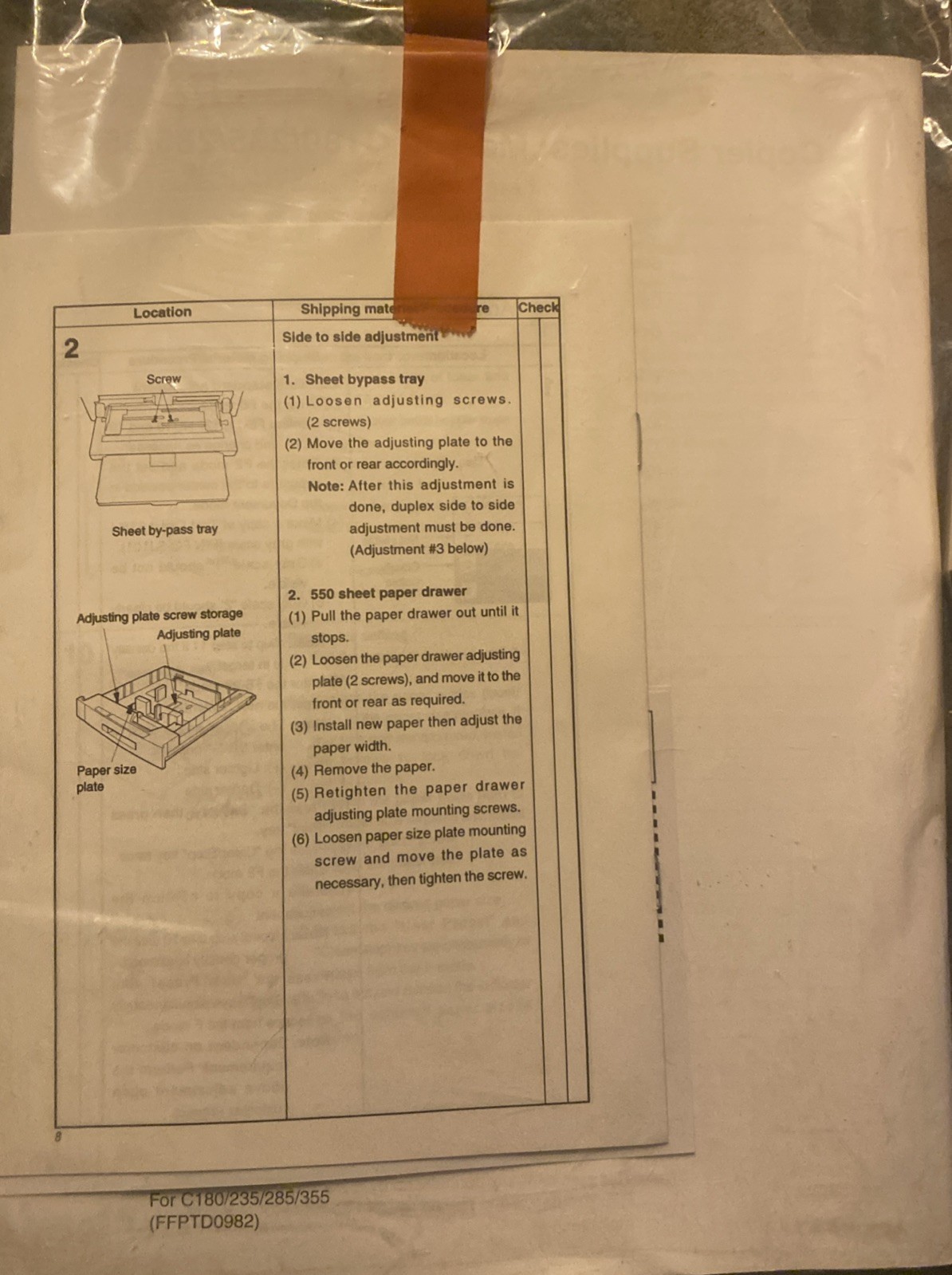 Printer /Copier Pitney Bowes operating guide Model 180/235/285/355 Copier
