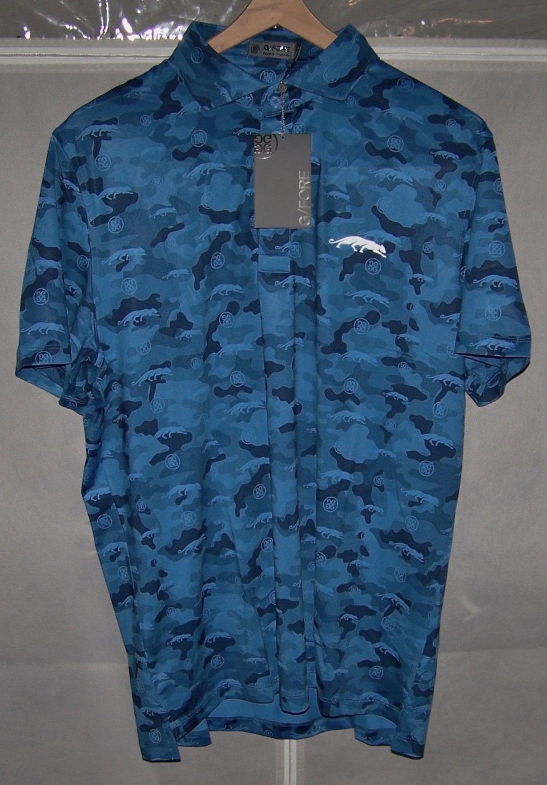NEW $180 G/FORE Polyester & Spandex Golf Polo Shirt GROVE XXIII Sz XL Blue Camo