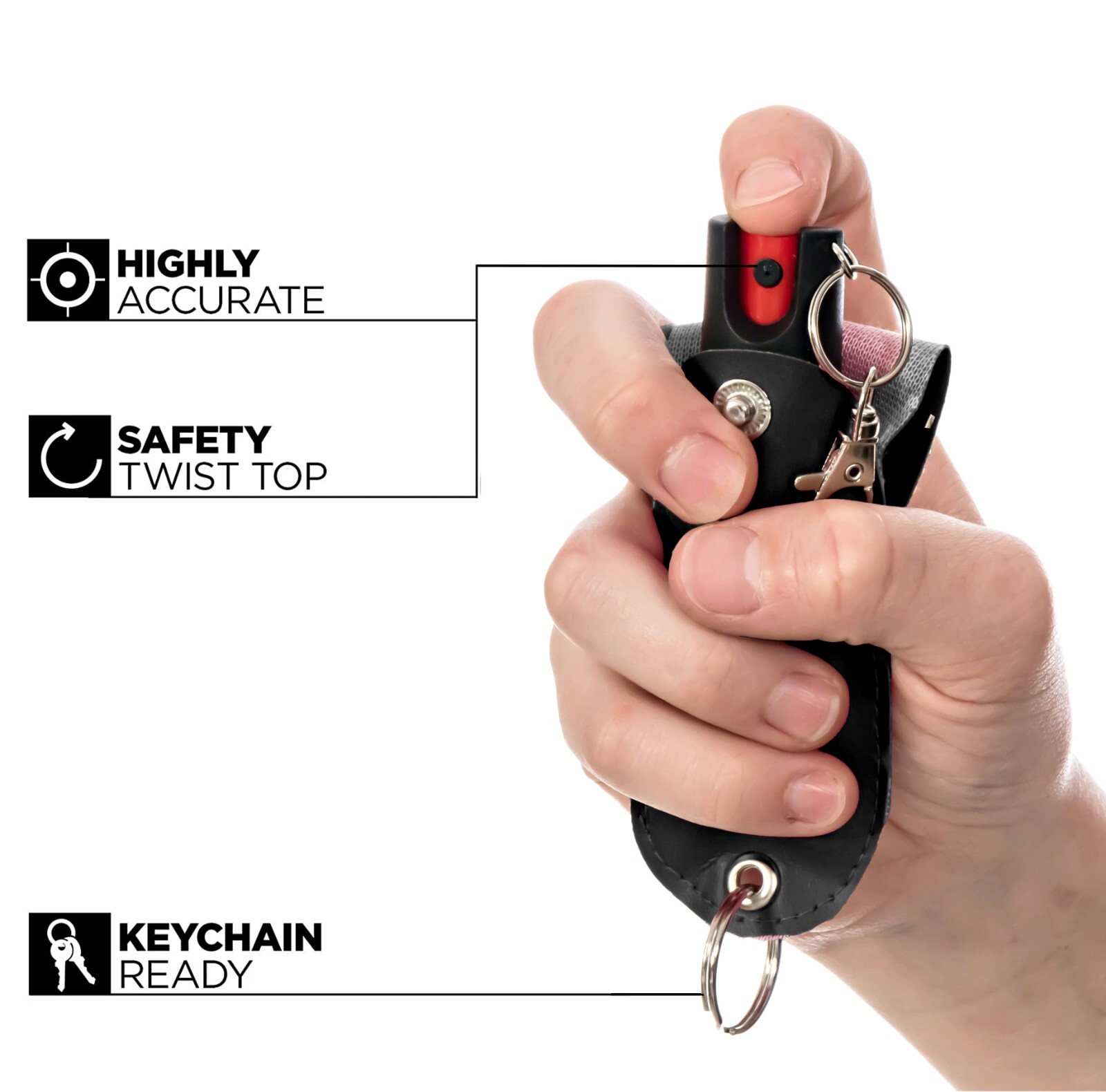 BURN Pepper Spray 1/2oz Self Defense Keychain Security Holster Black