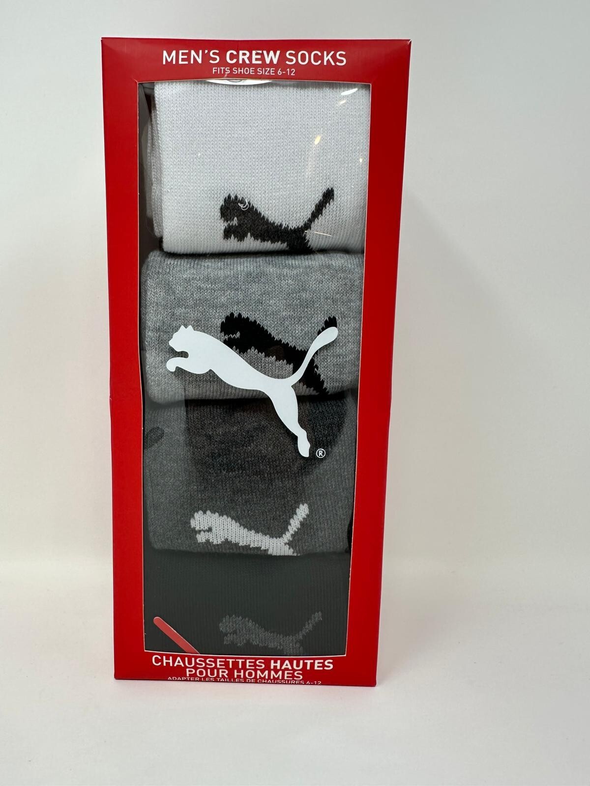 Men's Puma Box Of 4 Crew Socks 4 Colors Size 6-12 (2237) E1(A678T)